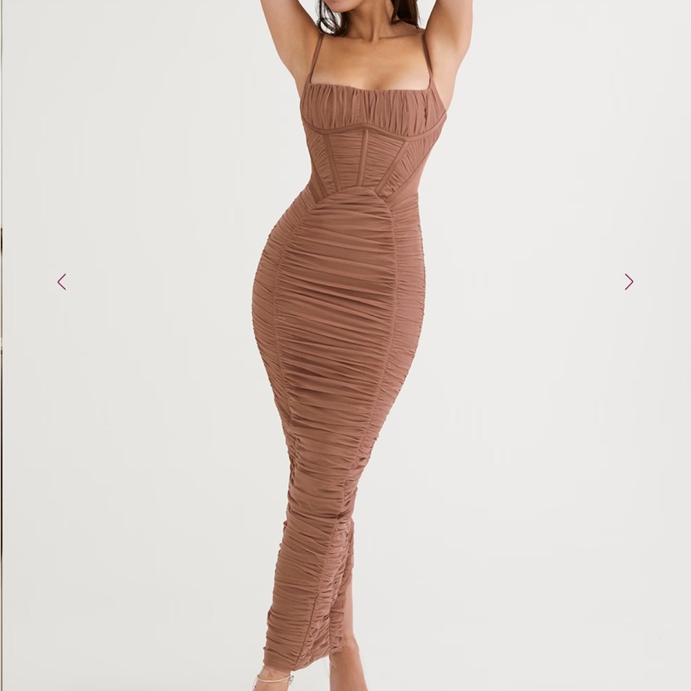 ‘Lilian’ Corset Maxi Dress - Brown